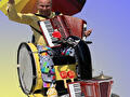 Hiddo’s Muziekwagen, accordeonist op rijdende trommel